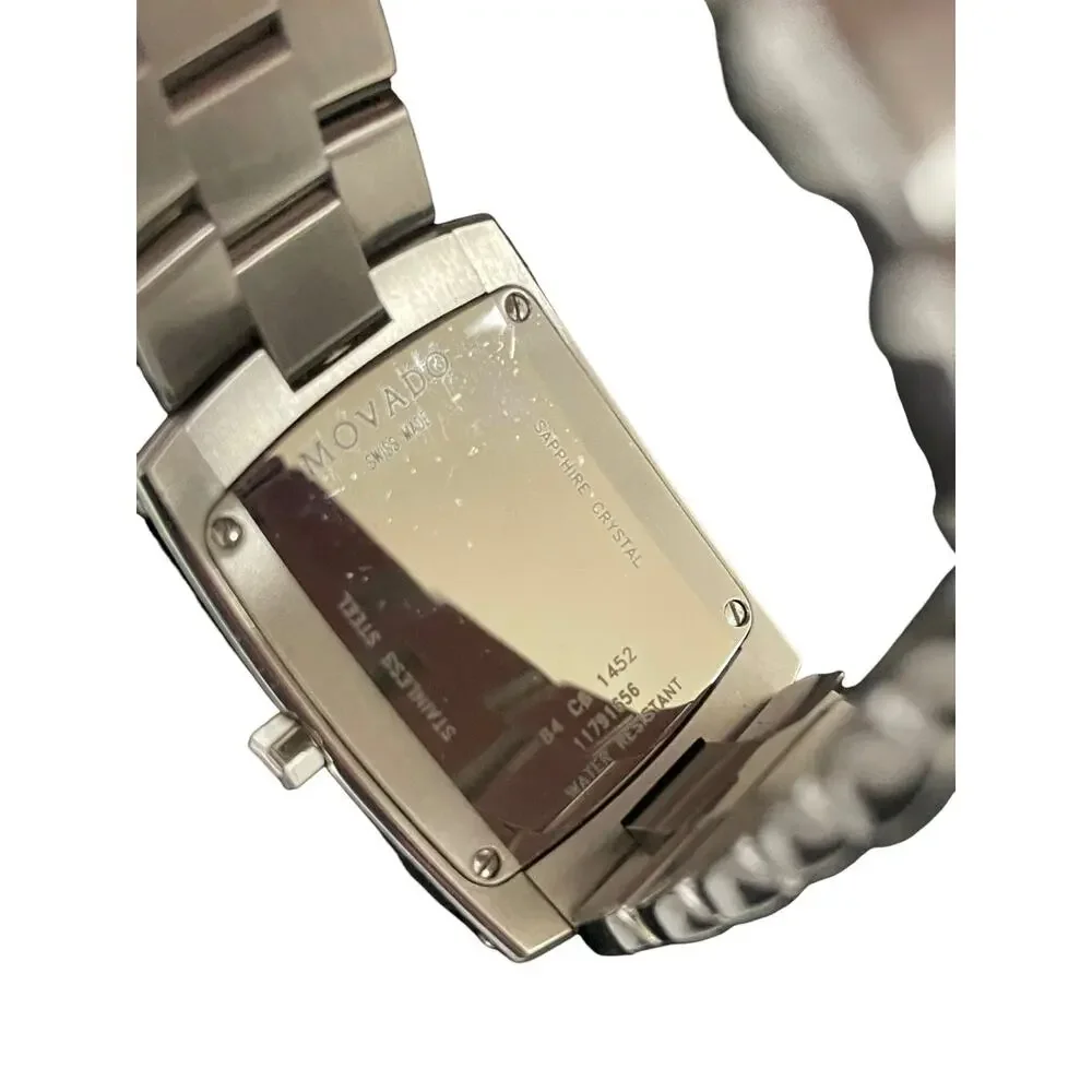 MOVADO Eliro Men’s Quartz Watch 0605377 Stainless Steel Black Dial Used with Box
